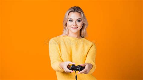 Girl Gamer Play Computer Games A Modern Hobby And Sport Stock Photo