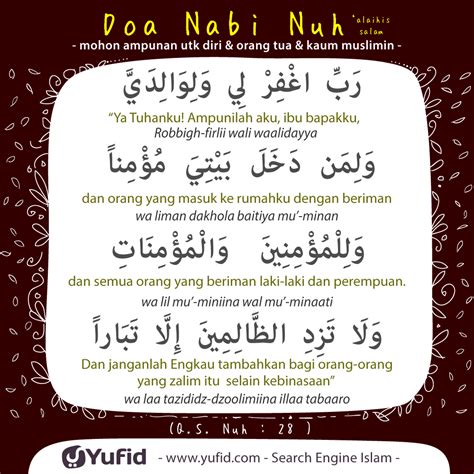 Doa memohon ampun untuk diri sendiri, orang tua dan kaum mukminin (doa nabi nuh) • risalahmuslim. Ensiklopedia Islam - Doa Nabi Nuh 'alaihissalam: Minta ...