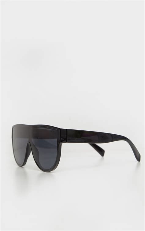 Black Over Sized Flat Top Sunglasses Prettylittlething Usa