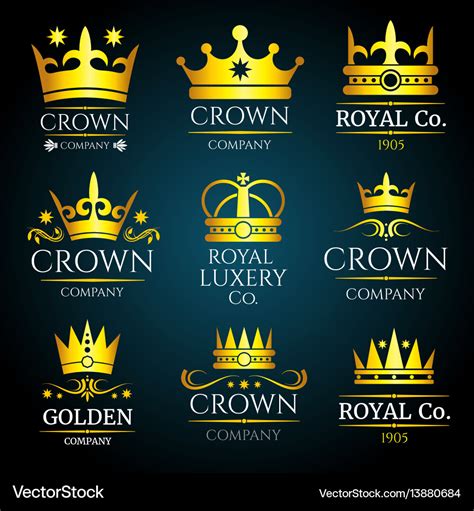 Luxury Crown Vintage Monogram Logos Set Royalty Free Vector