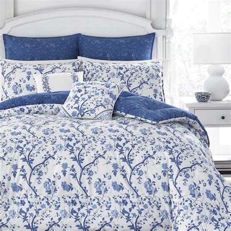 Navy Blue King Size Comforter Sets 7 Piece Malibu Wave Embroidery Comforter Set Navy Blue