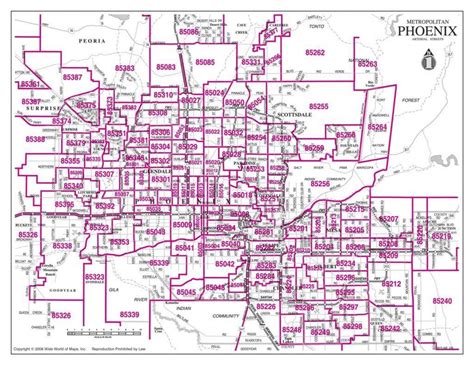 Zip Code Map Phoenix City Of Phoenix Zip Code Map Arizona Usa