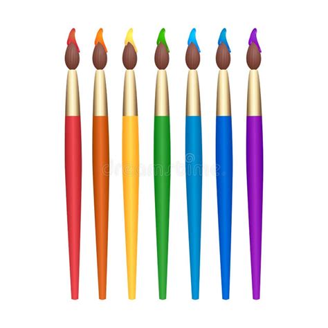 Set Of Rainbow Paint Brushes Stock Vector Illustration Of Concept