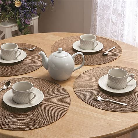 Great savings & free delivery / collection on many items. 4 Pcs Weaved Round Non Slip Placemats Dining Table Mats ...