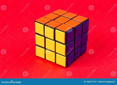 Kyiv Ukraine September 20th 2017 Rubik`s Cube On The Pink Rubik`s