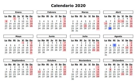 Calendario 2020 Colombia Con Festivos Y Fechas Especiales Para Imprimir