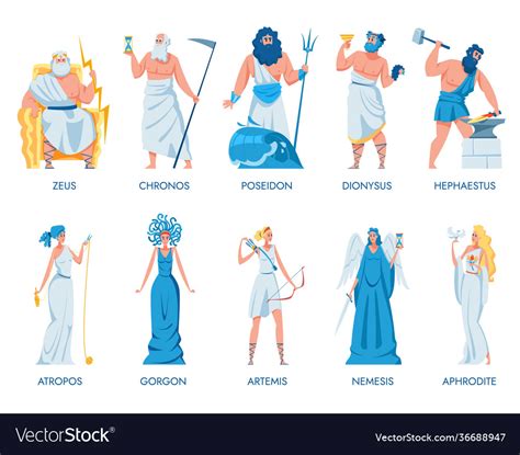 Ancient Greek Gods And Goddesses Set Royalty Free Vector