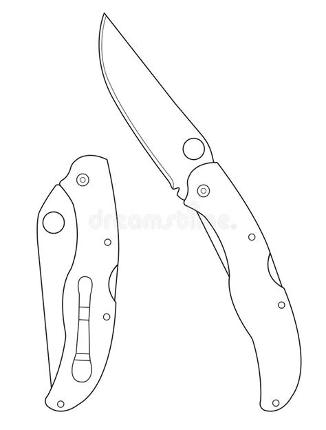 Pocket Folding Knife Line Art Stock Vector Illustration Of Combat