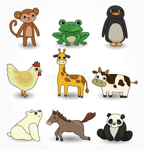 Cartoon Animal Icons Set Stock Vector Illustration Of Friend 20344380