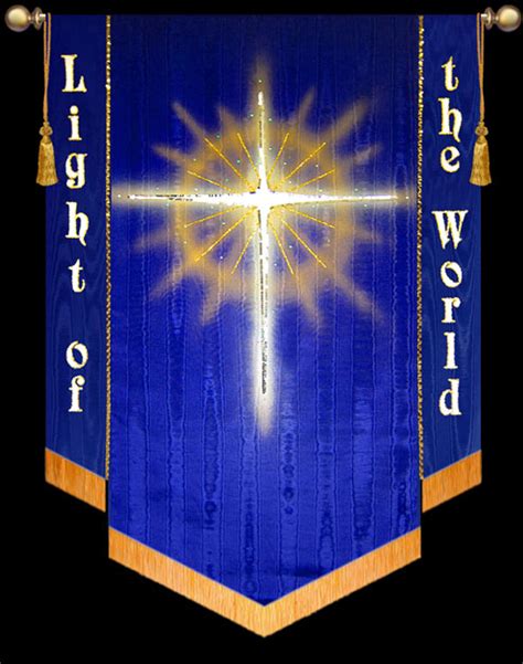 Light Of The World With Side Panels Traditional Church Banner