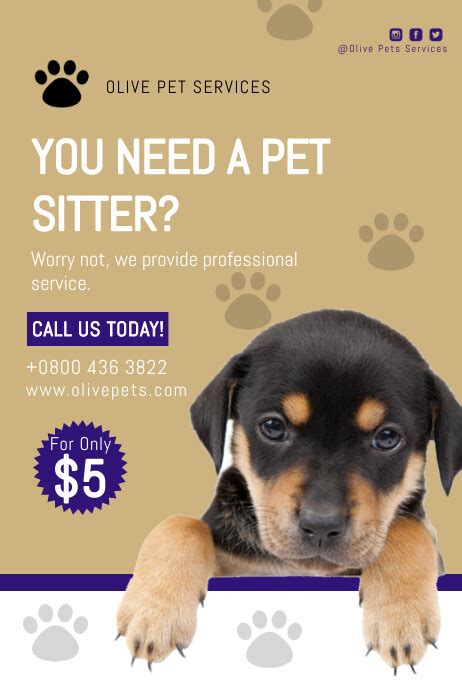 Pet Sitting Flyer Template Postermywall