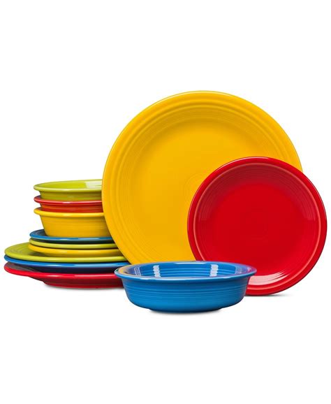 Fiesta Bright Colors 12 Pc Classic Dinnerware Set Service For 4
