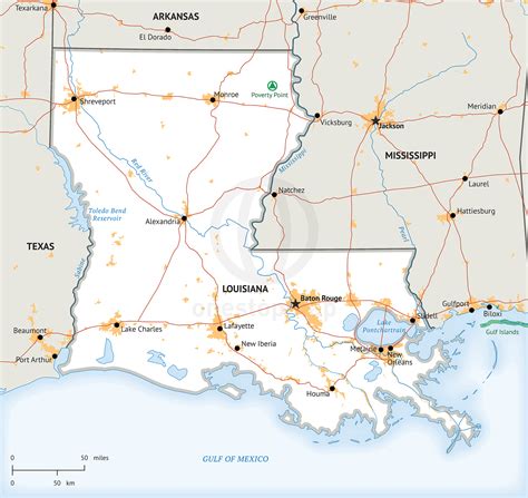 Stock Vector Map Of Louisiana One Stop Map