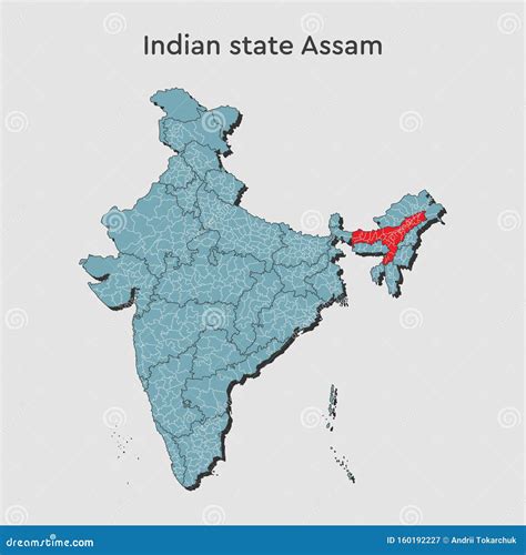 India Country Map Assam State Template Infographic Stock Vector