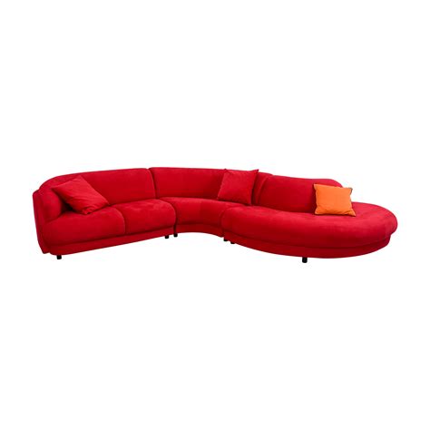 bright red curved sectional  pillows sofas