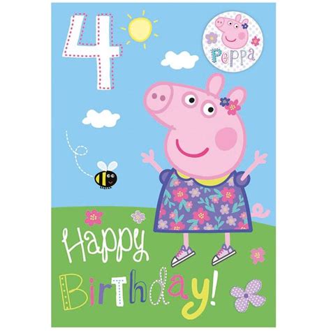 Peppa Pig Age 4th Birthday Card From Ocado