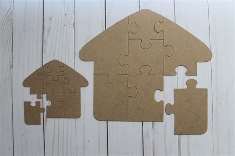 House Shaped Blank Jigsaw Puzzle 7 Piece Puzzle Unfinished Etsy