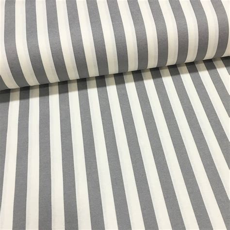 Grey White Striped Canvas Fabric By The Yard Waterproof Etsy