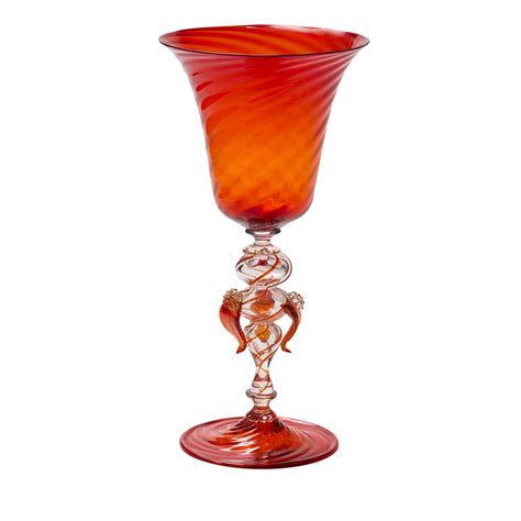 Lavish Goblet In Bold Red By Murano Glass Artist Fabiano Amadi The Glowing Colors Of This