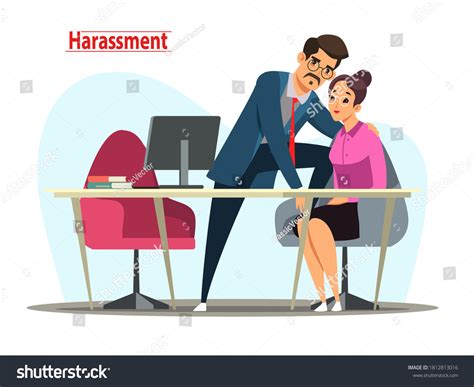 Sexual Harassment Abuse Office Illustration Man Stock Vector Royalty Free 1812813016