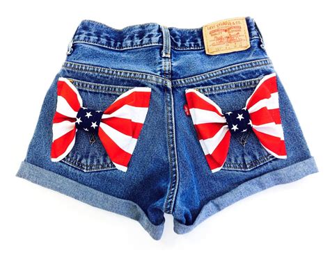 Levis American Flag Shorts High Waisted Cutoffs Denim Cheeky All Sizes Xs S M L Xl Xxl