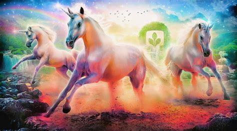 Hd Wallpaper Unicorns Horse Rainbow Wallpaper Flare