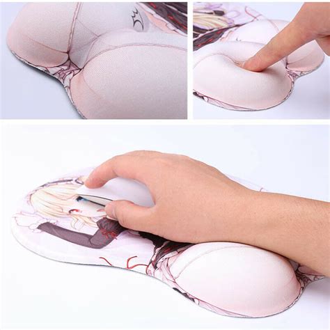 PINKTORTOISE Anime 3D Mouse Pad Wrist Rest Soft Silica Gel Breast Sexy