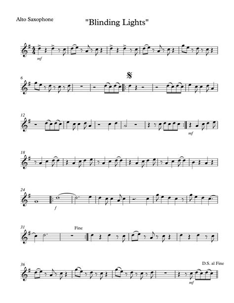 Blinding Lights By The Weeknd Alto Sax Solo Digital Sheet Music Lupon