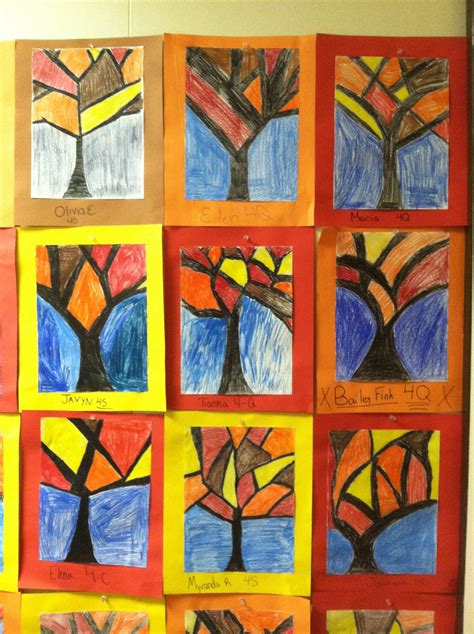 Abstract Trees Fourth Grade Art Elementary Art Class Art Projects
