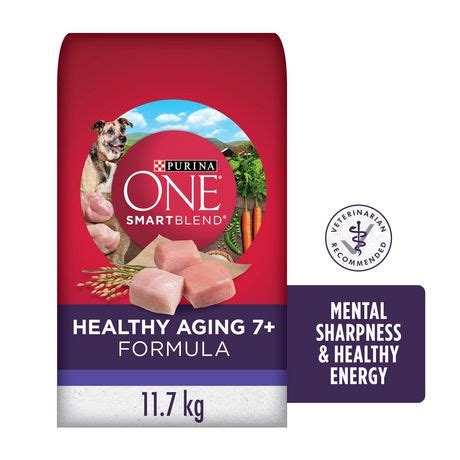 At 26% protein derived from chicken and 16% fat, blue buffalo has produced a formula with adequate levels of nutrition. Purina ONE SmartBlend Healthy Aging 7+ Natural Dry Dog ...