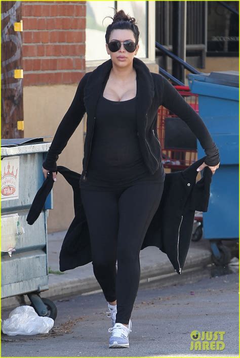 Pregnant Kim Kardashian Sheer Baby Bump After Workout Photo 2847087