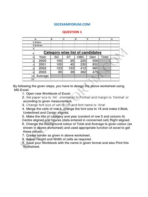Cpt Excel Practice Questions Pdf Worksheet Arial