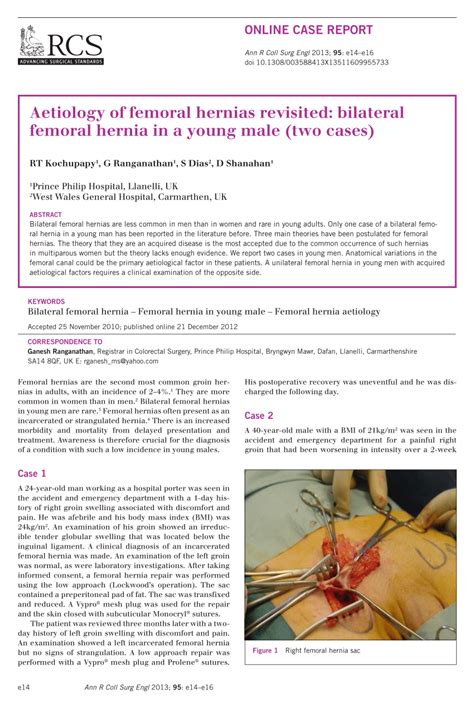 Pdf Aetiology Of Femoral Hernias Revisited Bilateral Femoral Hernia