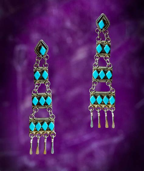 ZUNI CHANDELIER EARRINGS THE NAMBE TRADING POST AND THE MUSEUM OF