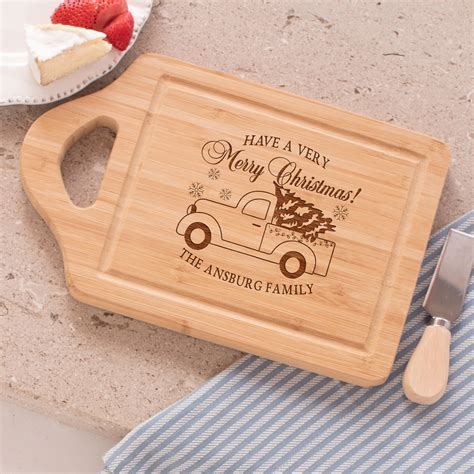 Engraved Merry Christmas Vintage Truck Cutting Board Tsforyounow