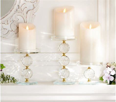 Set Of 3 Faceted Glass Crystal Pedestals By Valerie Fragrance Candle