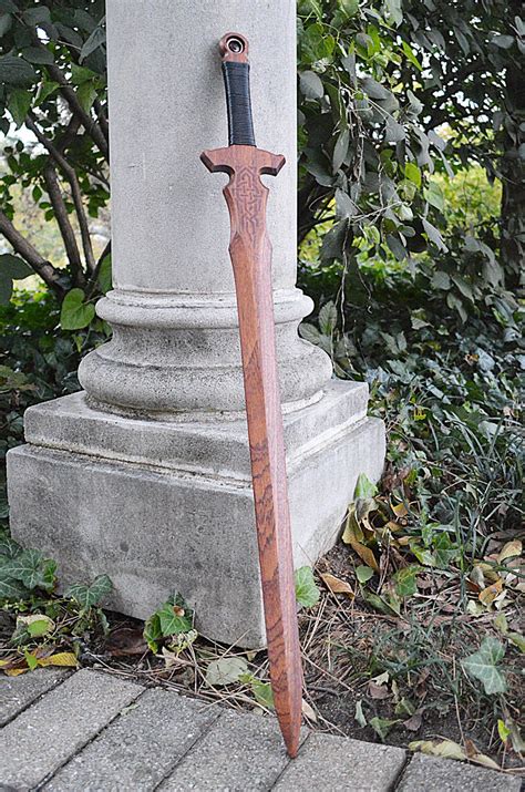 Wooden Sword Handmade Broadsword With Jeweled Pommel Etsy In 2020