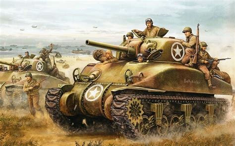 M4 Sherman Combat Art Military Artwork Military Drawings