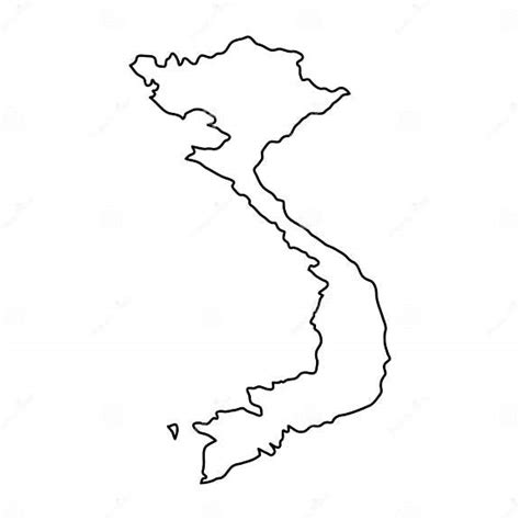 Vietnam Map Of Black Contour Curves On White Background Of Vector