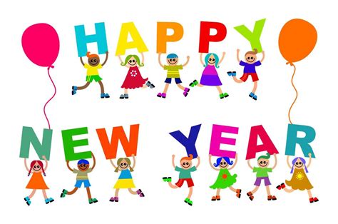 Happy New Year Kids Celebration Text 4615617 Vector Art At Vecteezy