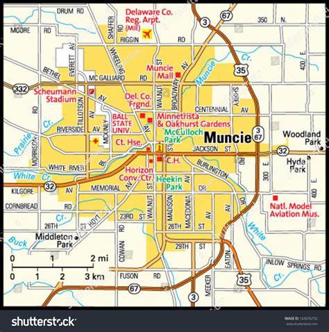 Muncie Indiana Area Map Stock Vector 163076732 Shutterstock