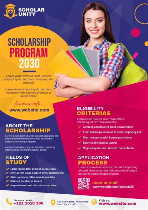 Scholarship Program Flyer Education Poster Design Education Poster