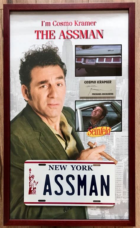 Cosmo Kramer Seinfeld “the Assman” Metal Replica License Plate Framed Display Ebay