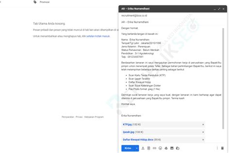 Di mana surat lamaran pekerjaan adalah surat yanbg bertujuan untuk memberitahukan niat kita untuk mendapatkan suatu pekerjaan di tempat. Contoh Surat Lamaran Kerja Via Email Lengkap | Republik SEO