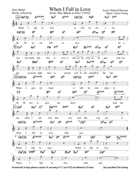 When I Fall In Love Sheet Music For Vocals Solo