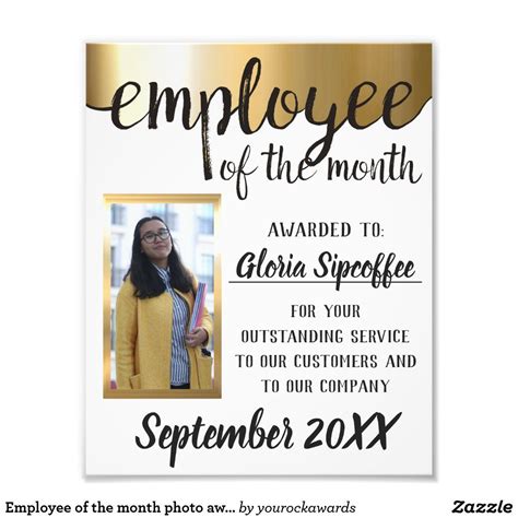 Employee Of The Month Photo Award Certificate Zazzle Incentives For