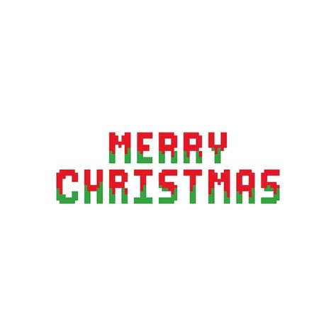 Pixel Merry Christmas Text Design Vector Premium