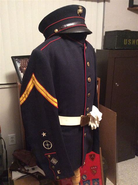 Original Wwi Usmc Dress Blues Corporal Uniform With Cap And Photo