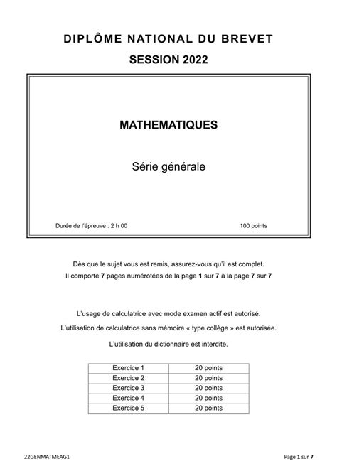 Corrigé Du Brevet De Maths 2022 La Galerie™ Jul 2023