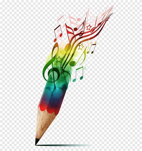 Multicolored Pencil And Music Tones Illustration Musical Note Drawing